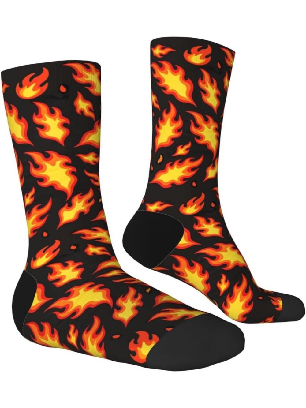 Women's Fire Print Crew Socks Funny Novelty Casual Athletic Dress Socks